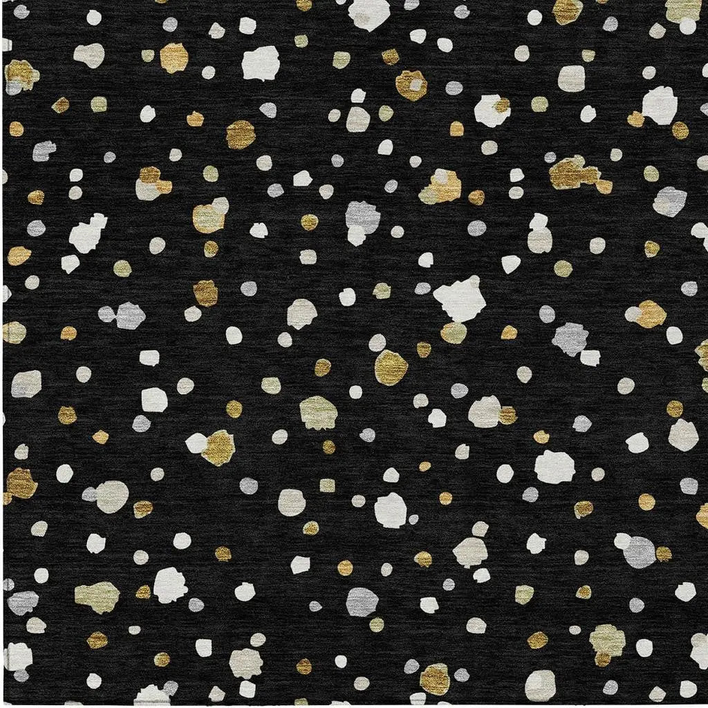 10' X 14' Black And Gold Geometric Washable Indoor Outdoor Area Rug Homeroots Outdoor