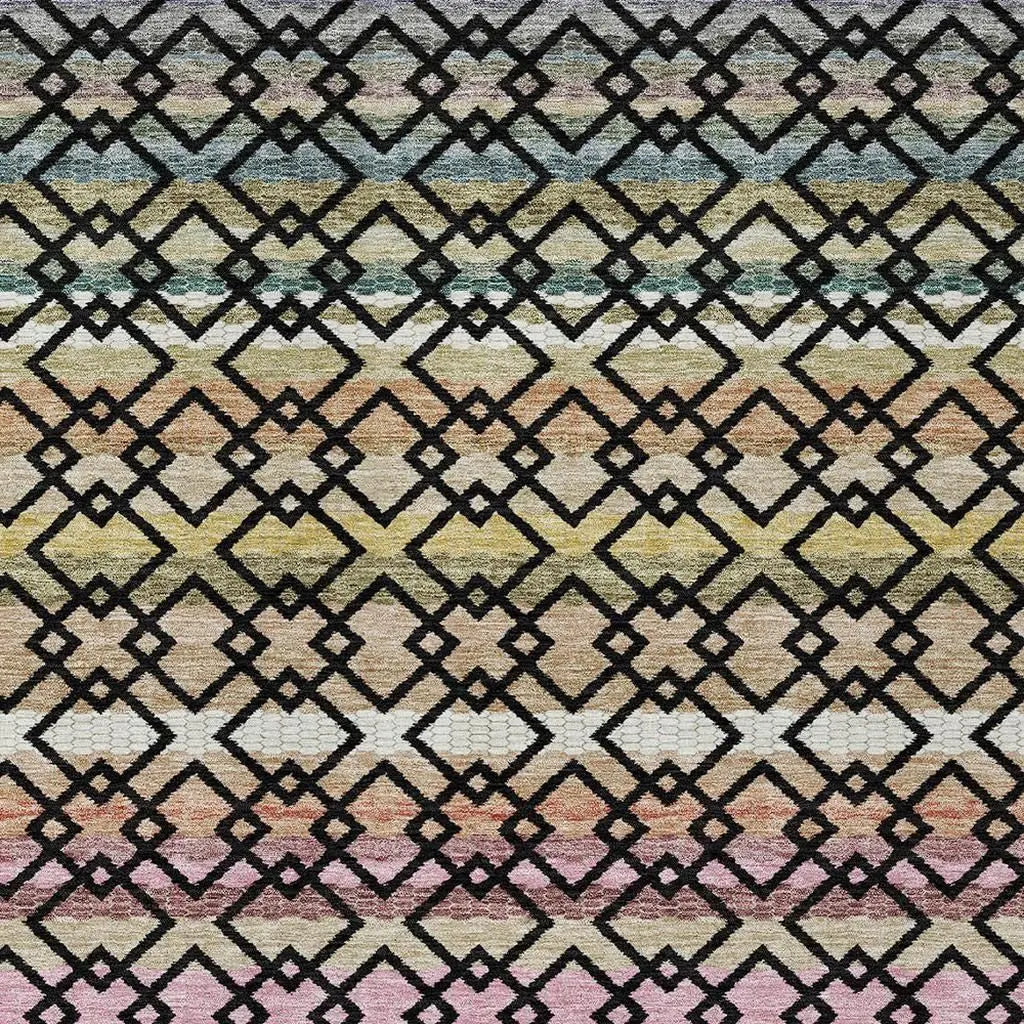 10' X 14' Black And Gold Striped Washable Indoor Outdoor Area Rug Homeroots Outdoor