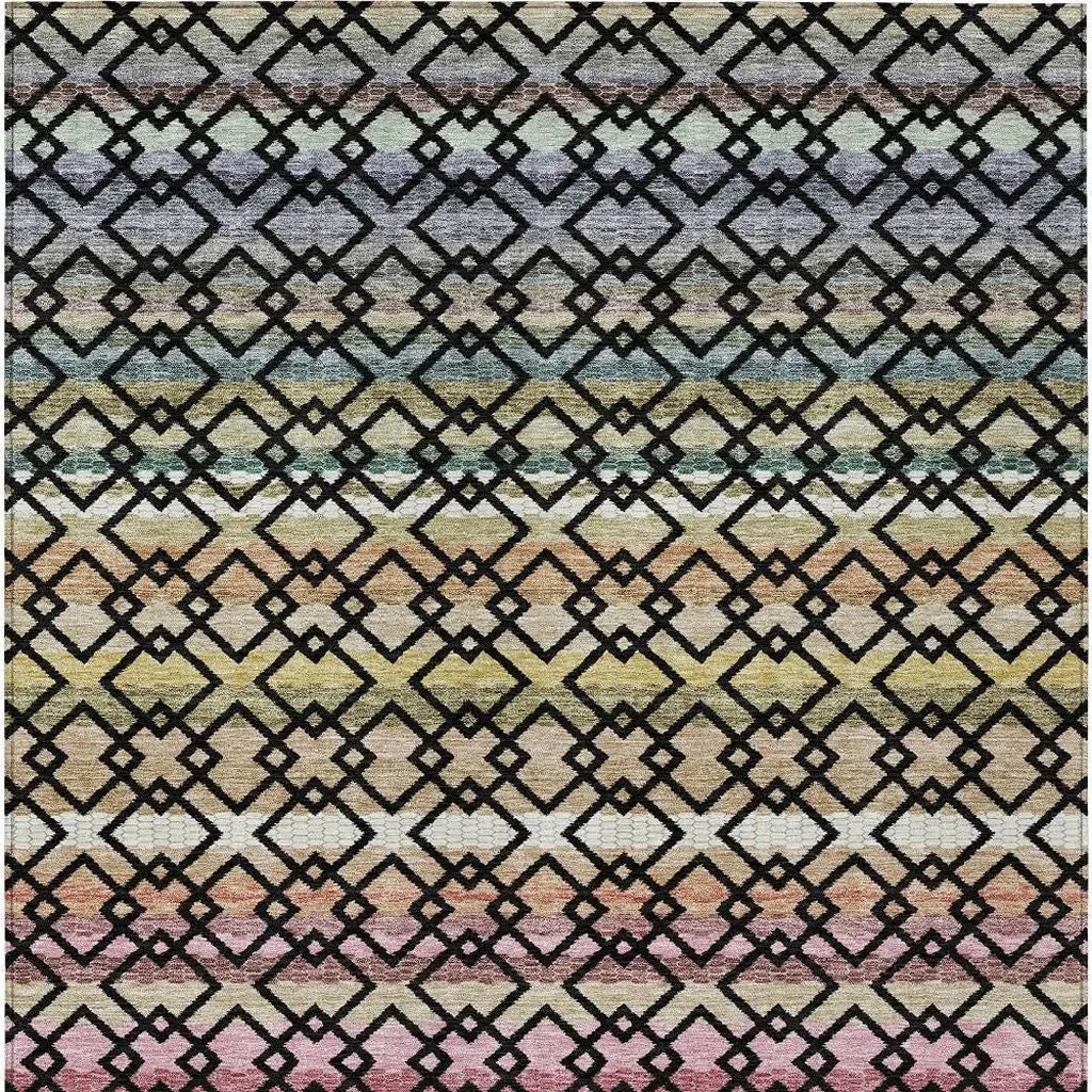 10' X 14' Black And Gold Striped Washable Indoor Outdoor Area Rug Homeroots Outdoor