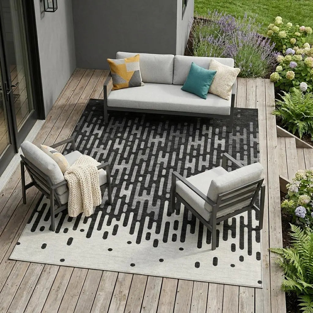 10' X 14' Black And Granite Gray Abstract Washable Indoor Outdoor Area Rug Homeroots Outdoor