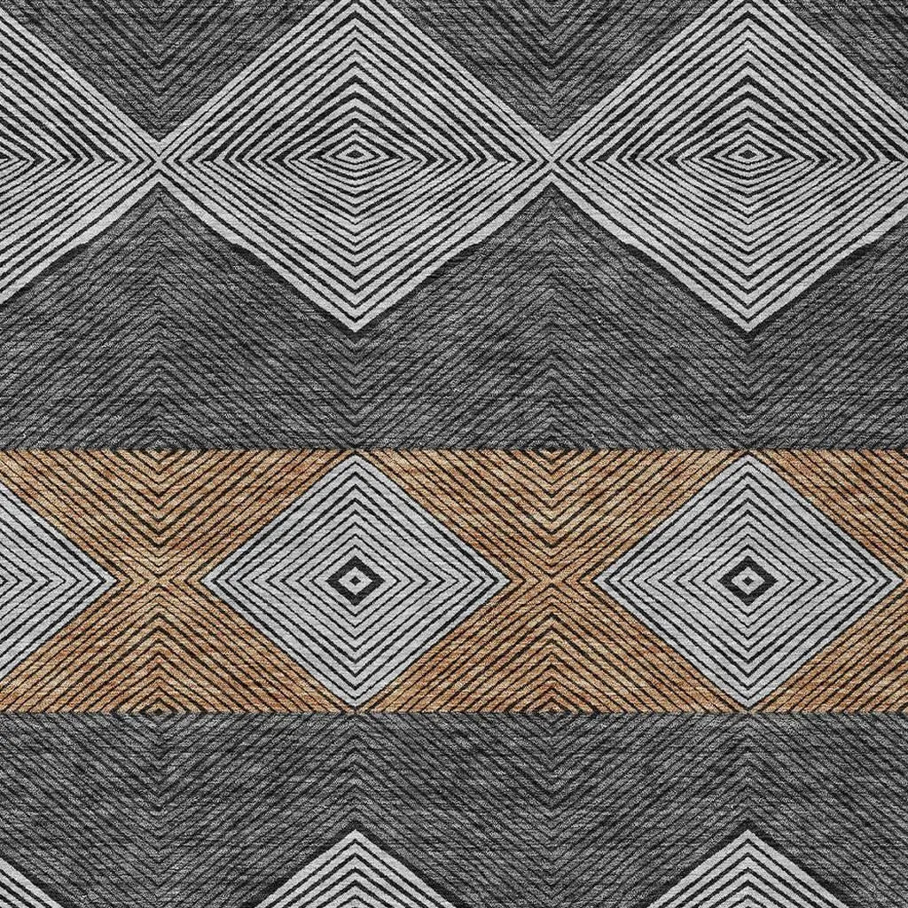 10' X 14' Black And Granite Gray Geometric Washable Indoor Outdoor Area Rug Homeroots Outdoor