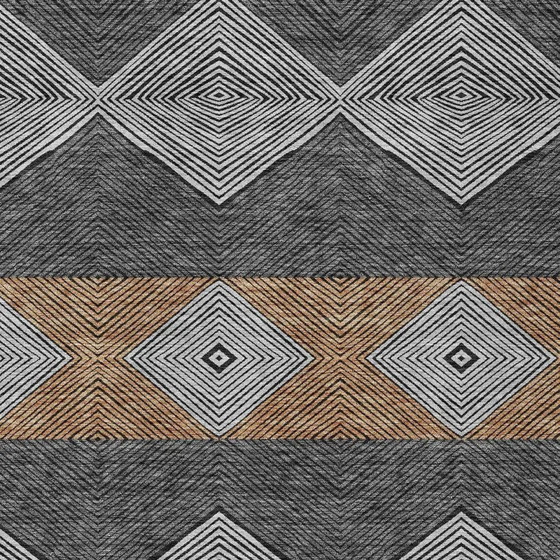 10' X 14' Black And Granite Gray Geometric Washable Indoor Outdoor Area Rug Homeroots Outdoor