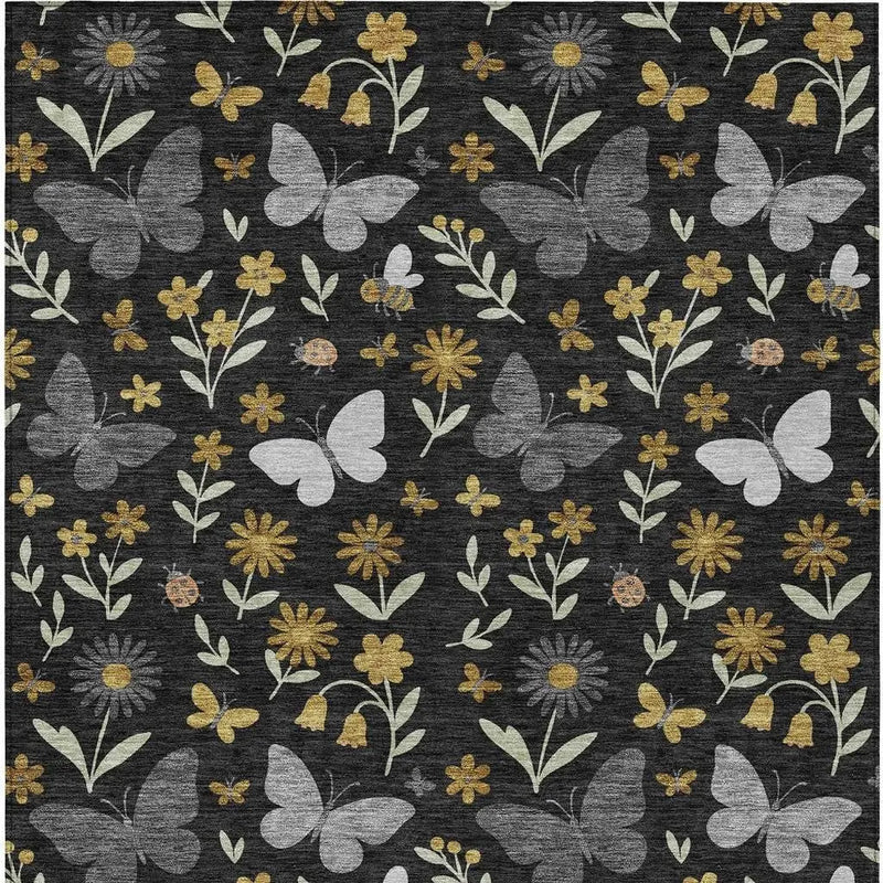 10' X 14' Black And Graphite Abstract Washable Indoor Outdoor Area Rug Homeroots Outdoor