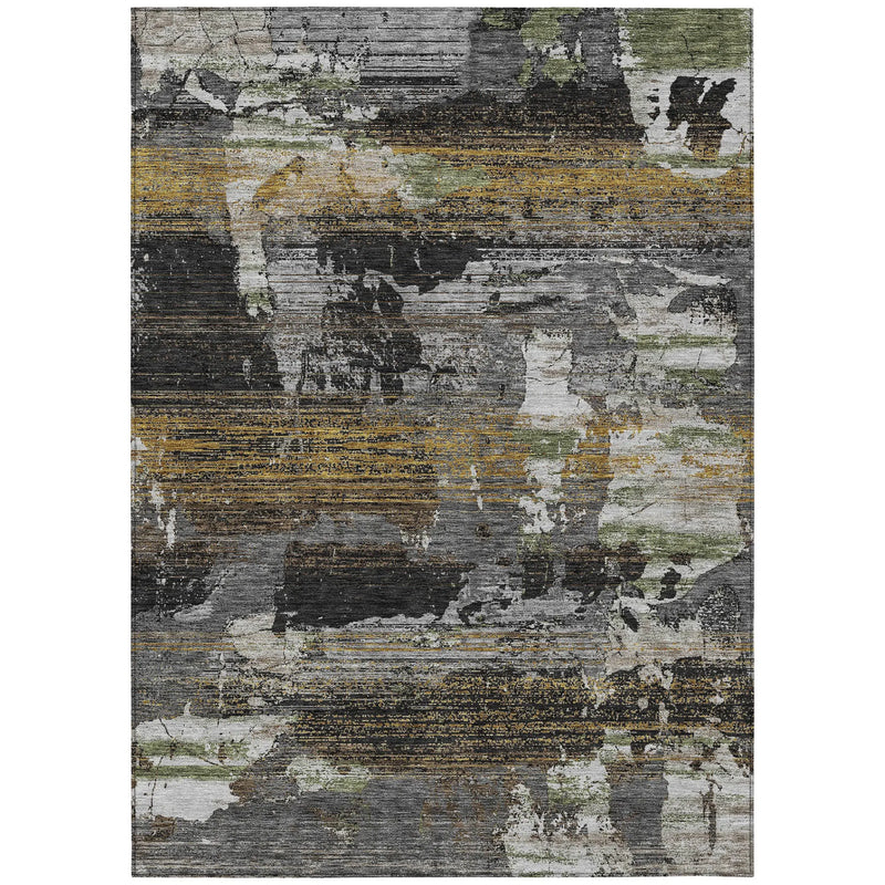 10' X 14' Black And Graphite Abstract Washable Indoor Outdoor Area Rug Homeroots Outdoor