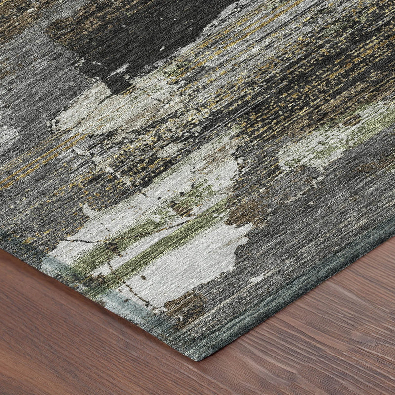 10' X 14' Black And Graphite Abstract Washable Indoor Outdoor Area Rug Homeroots Outdoor