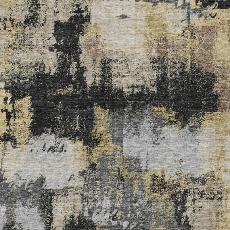 10' X 14' Black And Graphite Abstract Washable Indoor Outdoor Area Rug Homeroots Outdoor