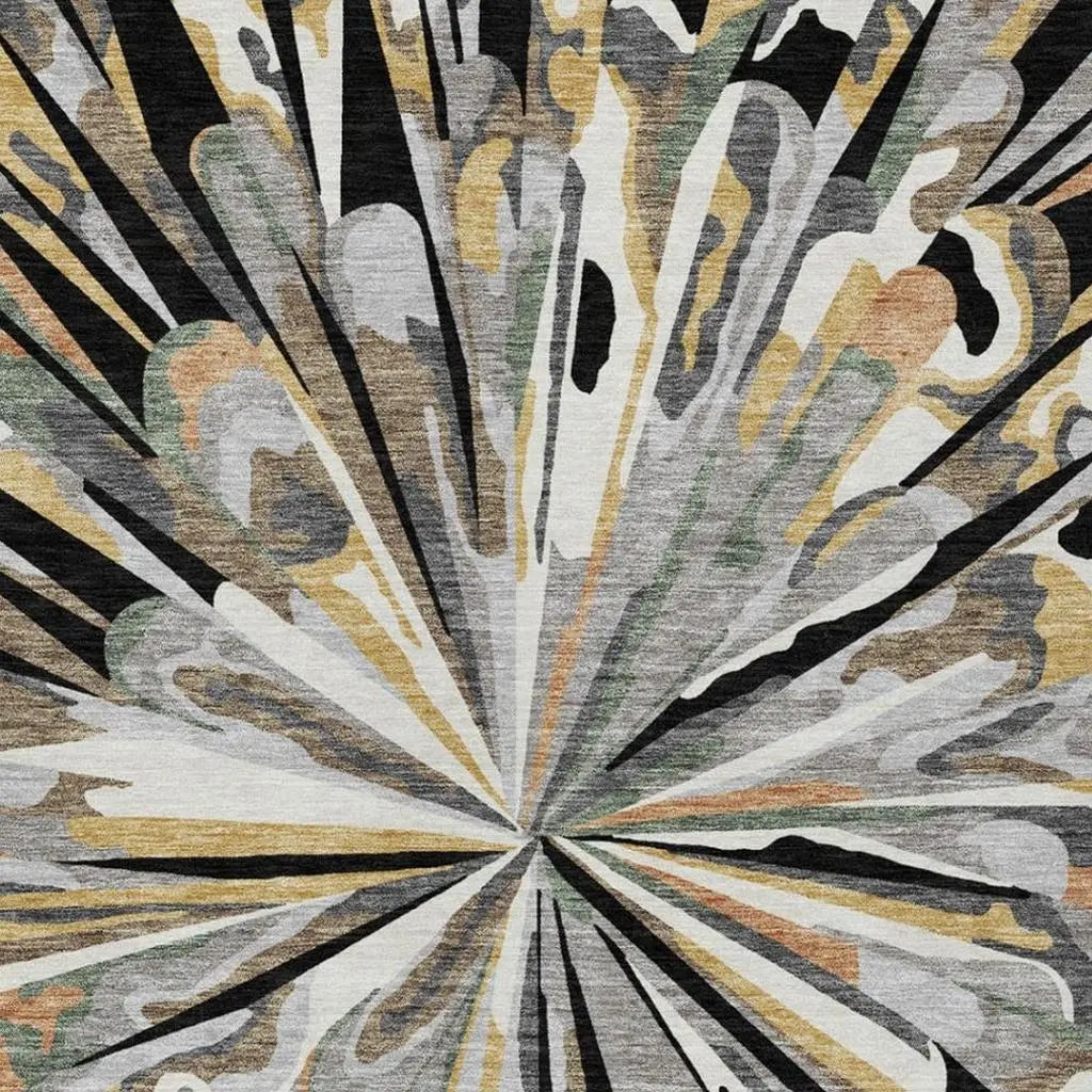 10' X 14' Black And Graphite Abstract Washable Indoor Outdoor Area Rug Homeroots Outdoor
