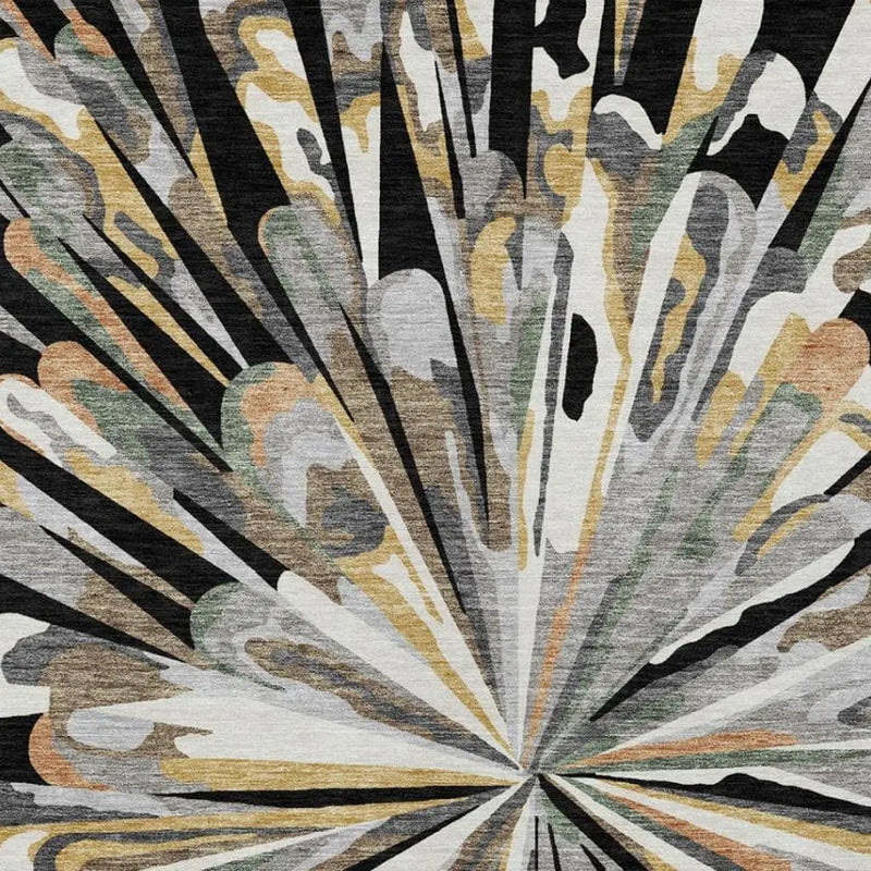 10' X 14' Black And Graphite Abstract Washable Indoor Outdoor Area Rug Homeroots Outdoor