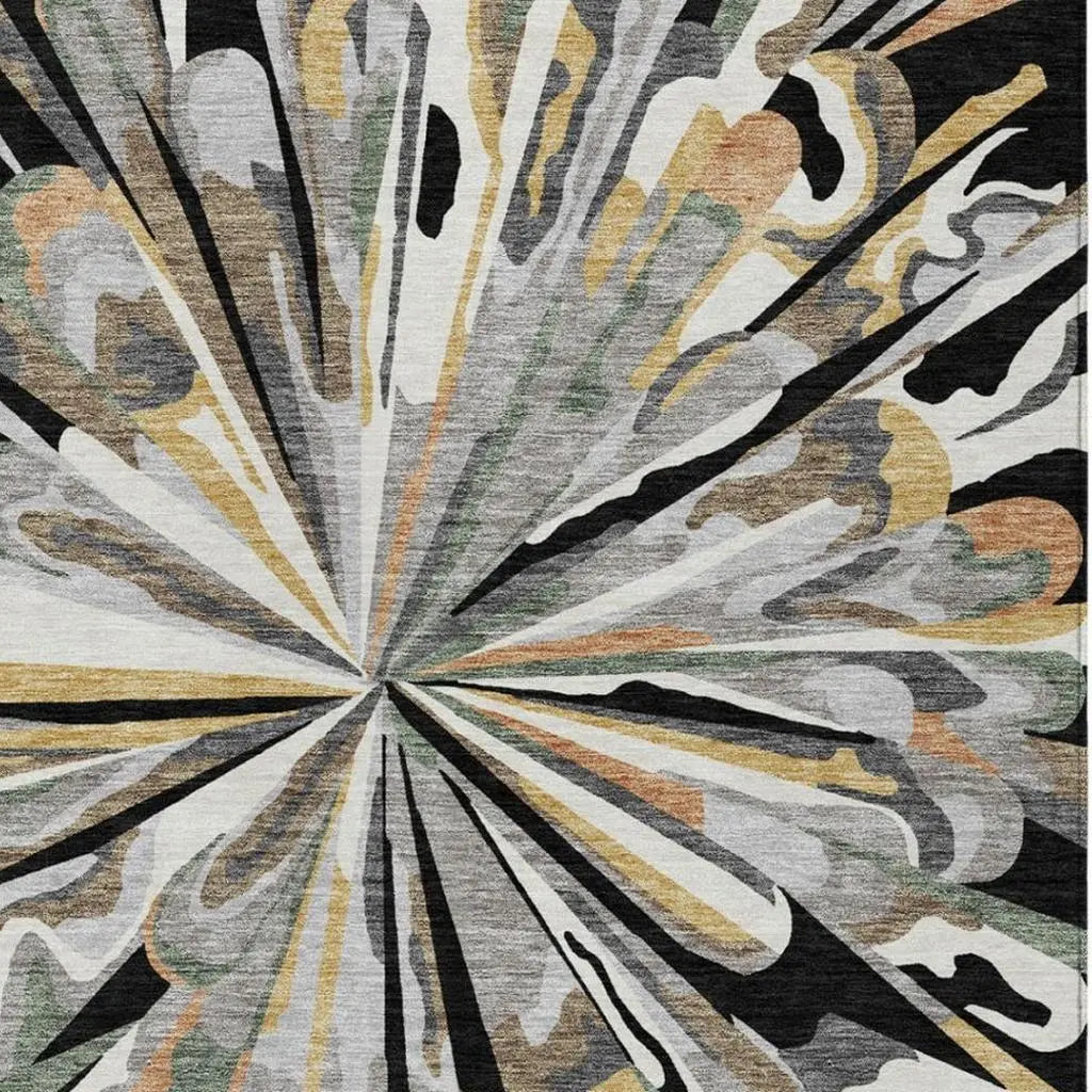 10' X 14' Black And Graphite Abstract Washable Indoor Outdoor Area Rug Homeroots Outdoor