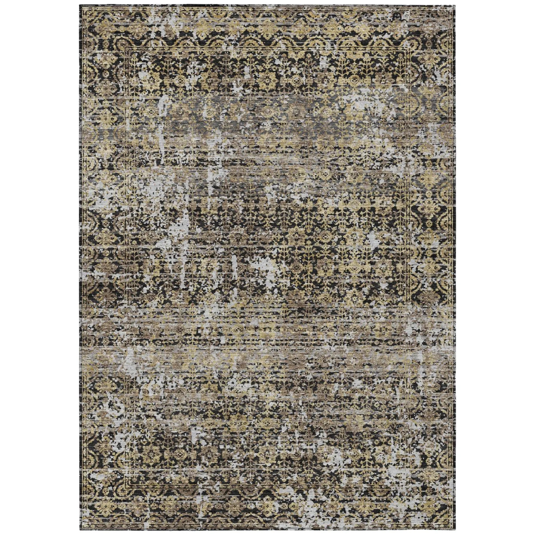 10' X 14' Black And Graphite Abstract Washable Indoor Outdoor Area Rug Homeroots Outdoor