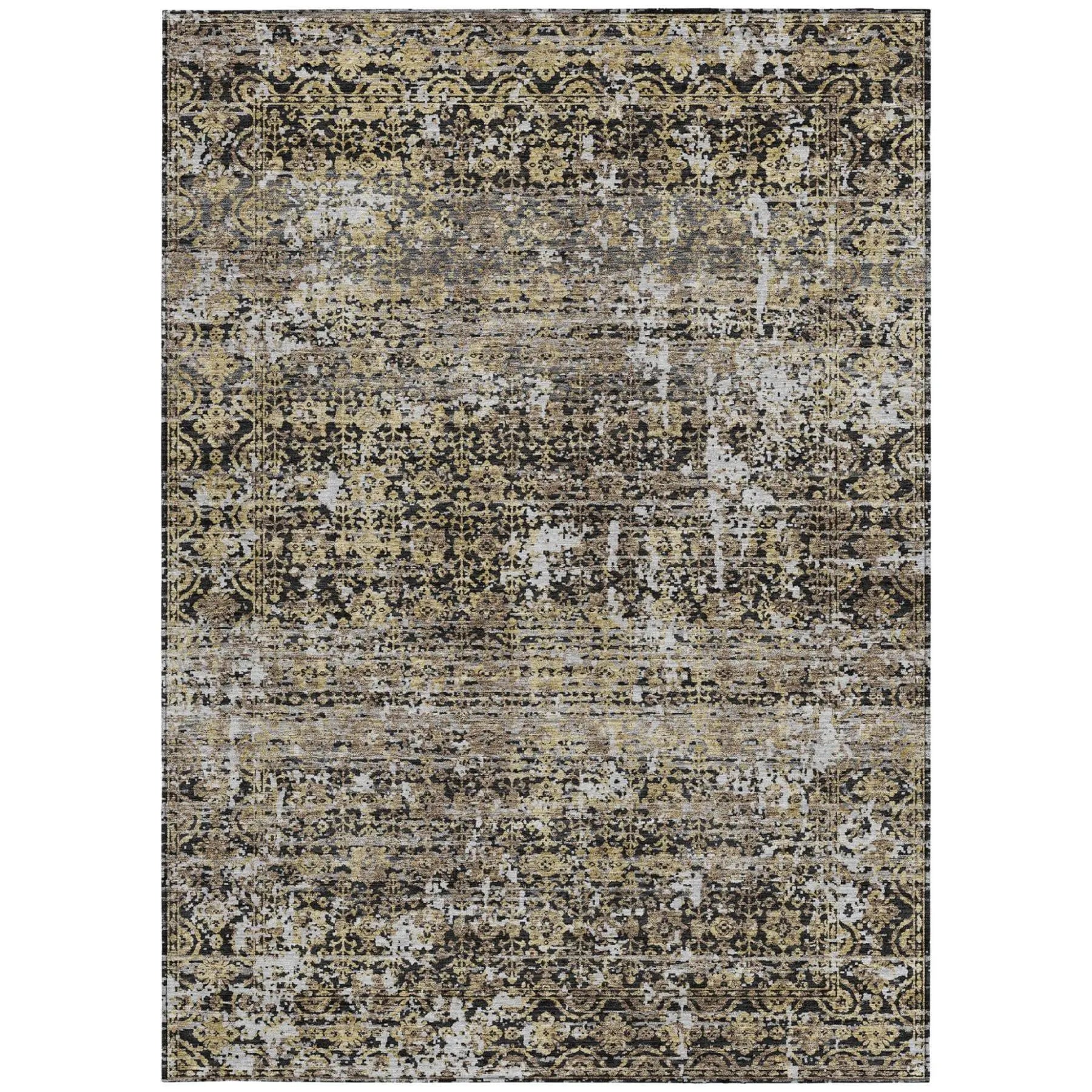 10' X 14' Black And Graphite Abstract Washable Indoor Outdoor Area Rug Homeroots Outdoor