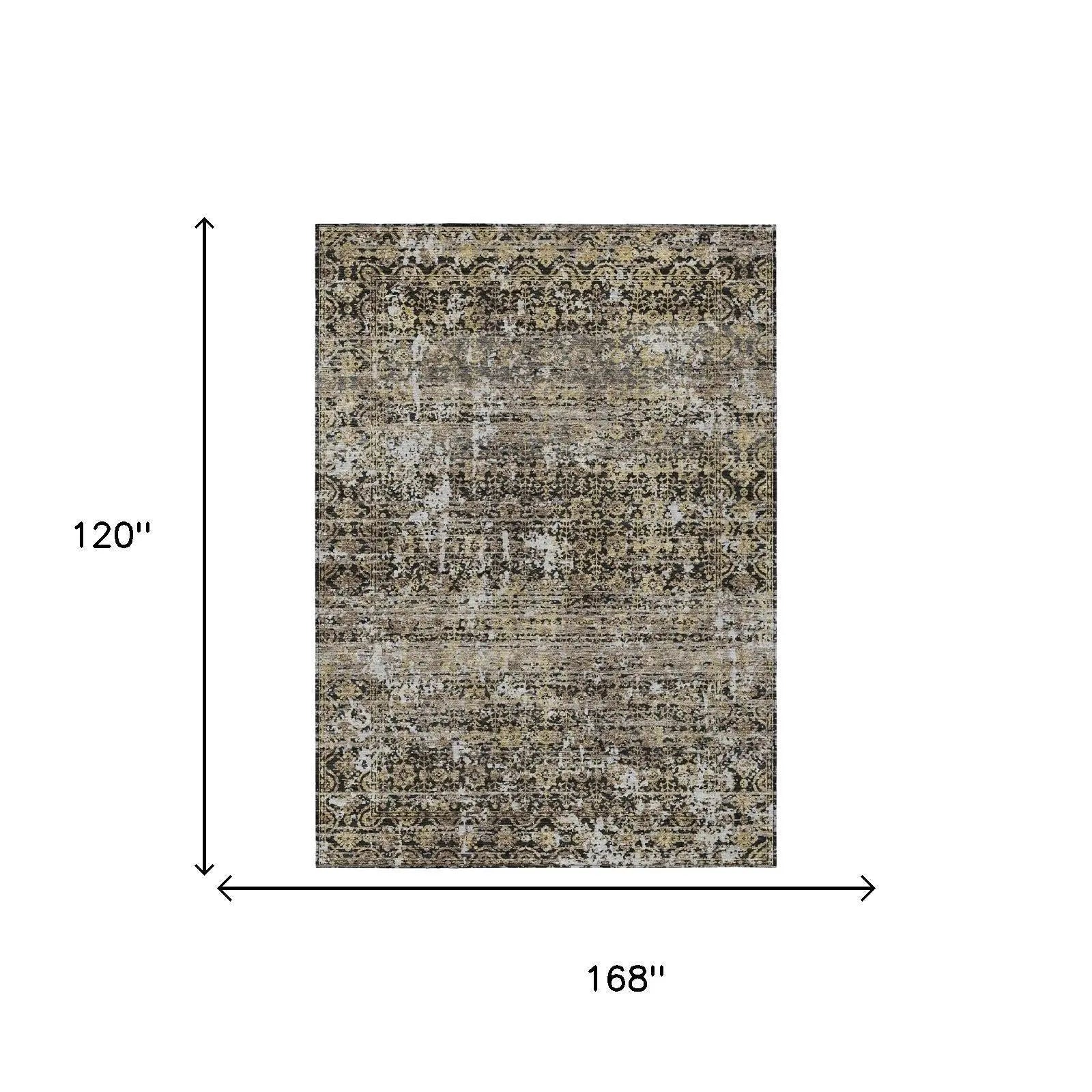 10' X 14' Black And Graphite Abstract Washable Indoor Outdoor Area Rug Homeroots Outdoor