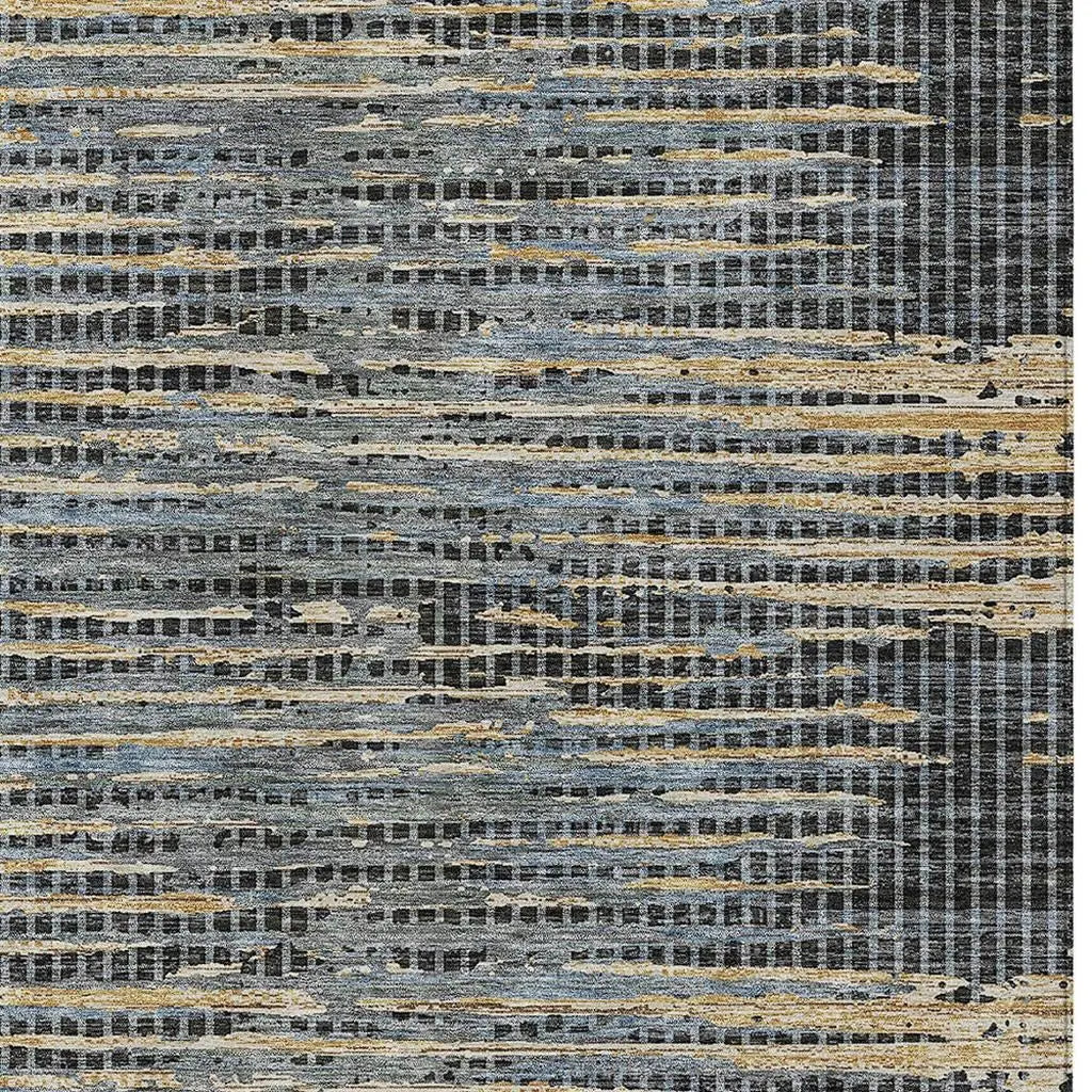 10' X 14' Black And Graphite Abstract Washable Indoor Outdoor Area Rug Homeroots Outdoor