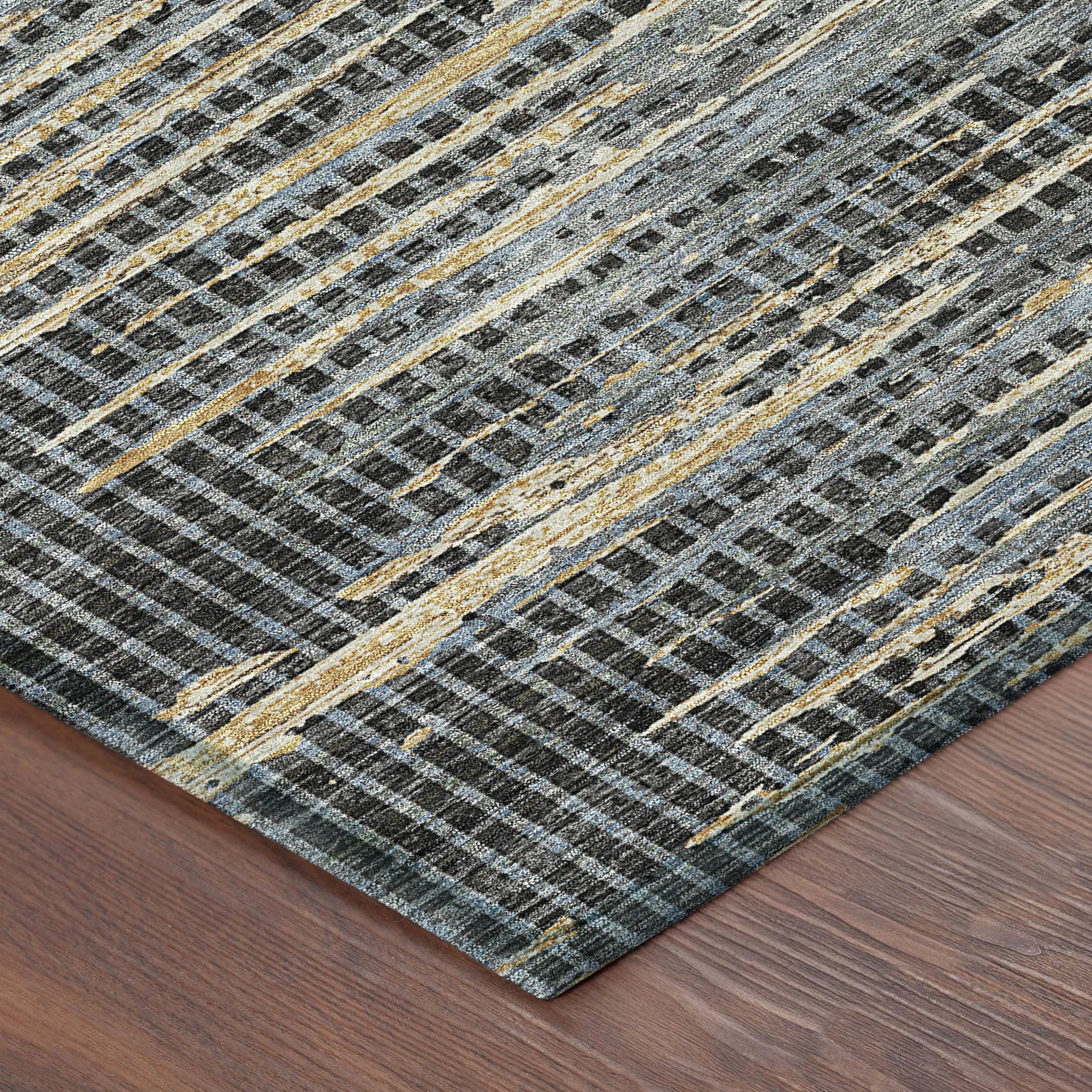 10' X 14' Black And Graphite Abstract Washable Indoor Outdoor Area Rug Homeroots Outdoor