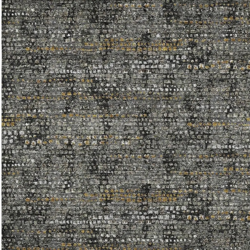 10' X 14' Black And Graphite Abstract Washable Indoor Outdoor Area Rug Homeroots Outdoor