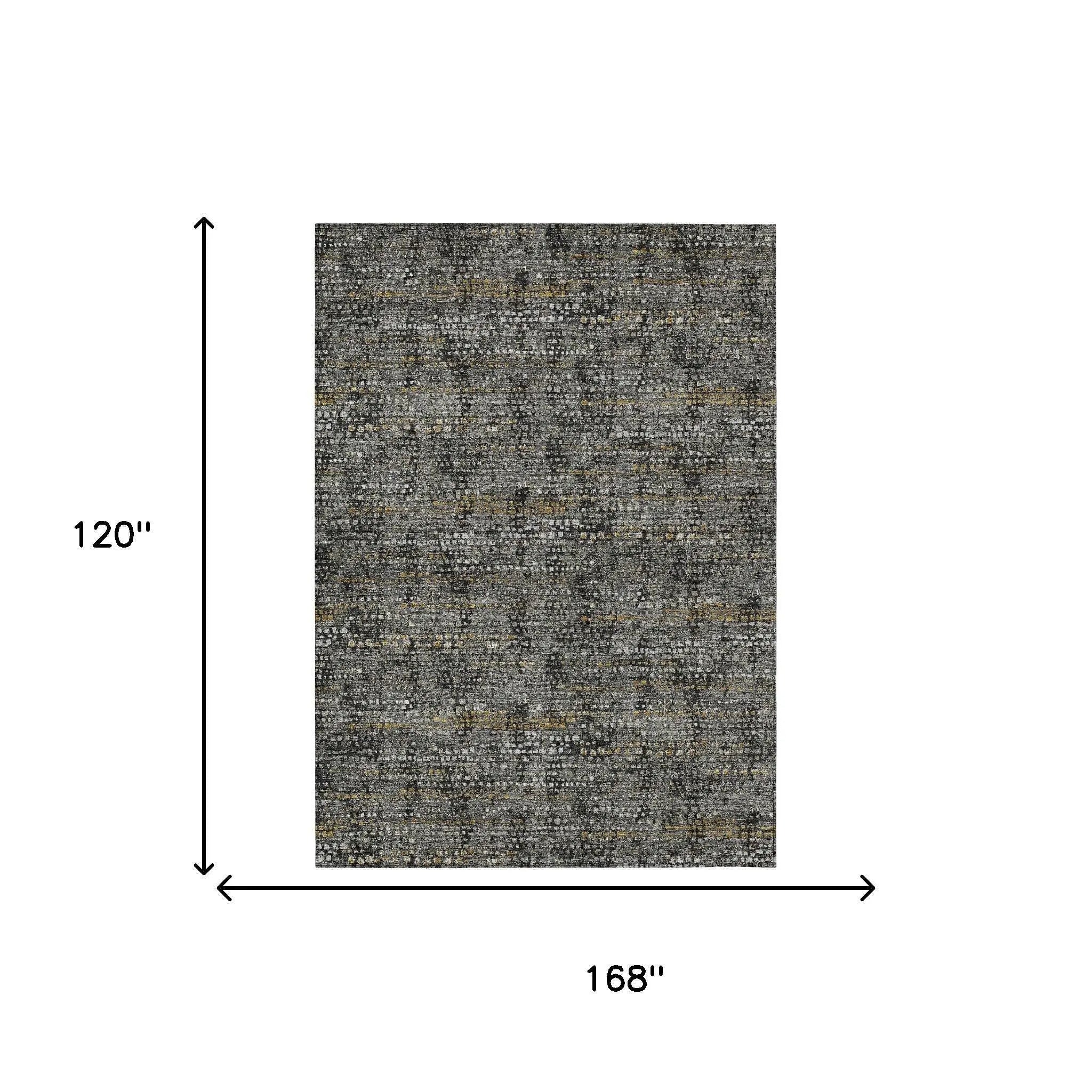 10' X 14' Black And Graphite Abstract Washable Indoor Outdoor Area Rug Homeroots Outdoor