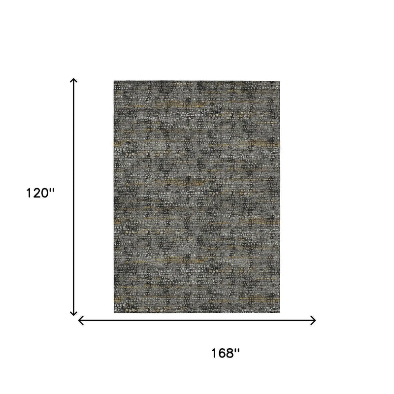 10' X 14' Black And Graphite Abstract Washable Indoor Outdoor Area Rug Homeroots Outdoor