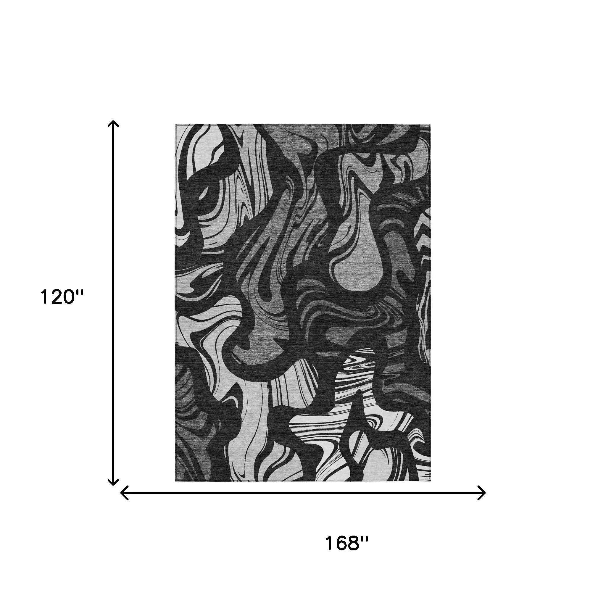 10' X 14' Black And Graphite Abstract Washable Indoor Outdoor Area Rug Homeroots Outdoor