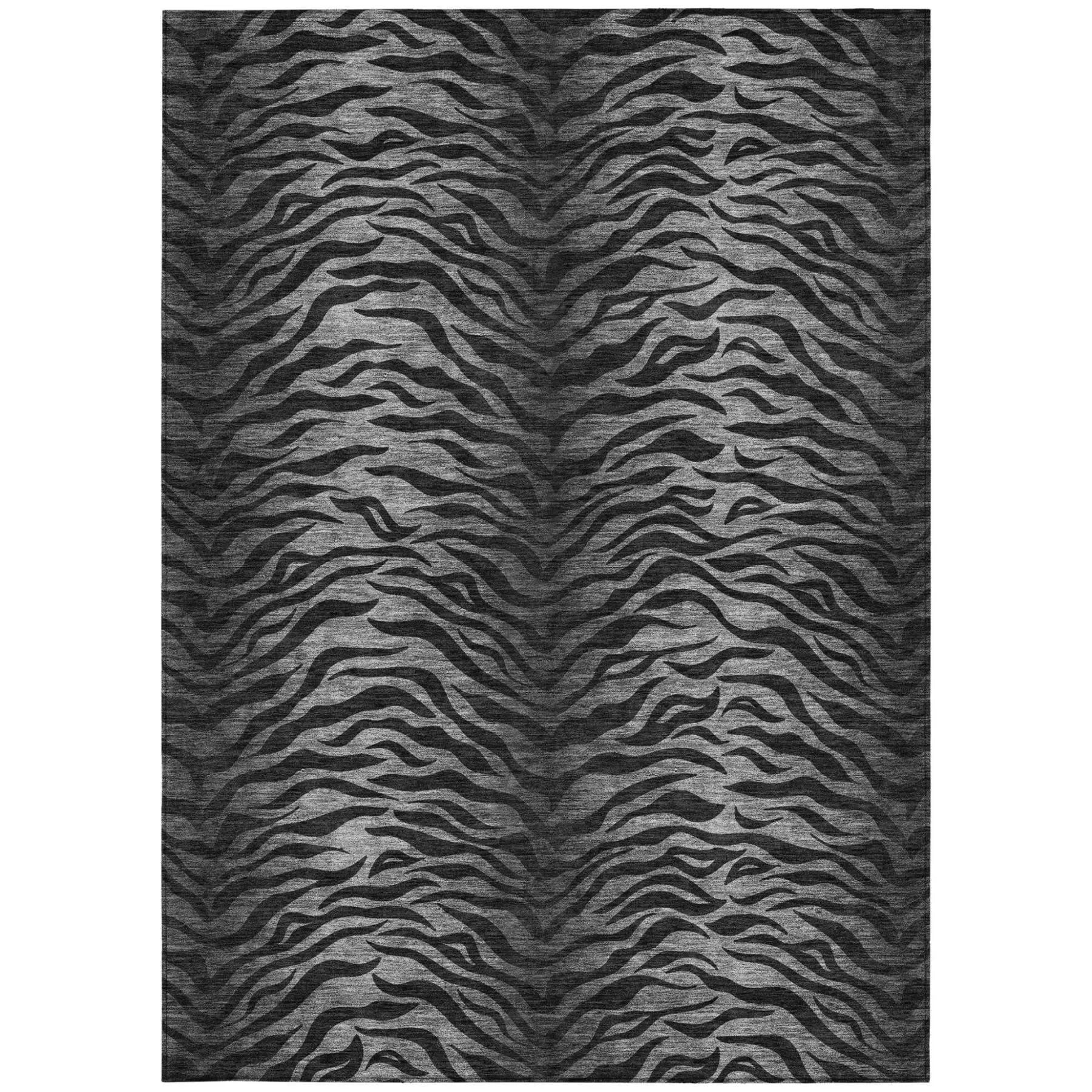 10' X 14' Black And Graphite Animal Print Washable Indoor Outdoor Area Rug Homeroots Outdoor