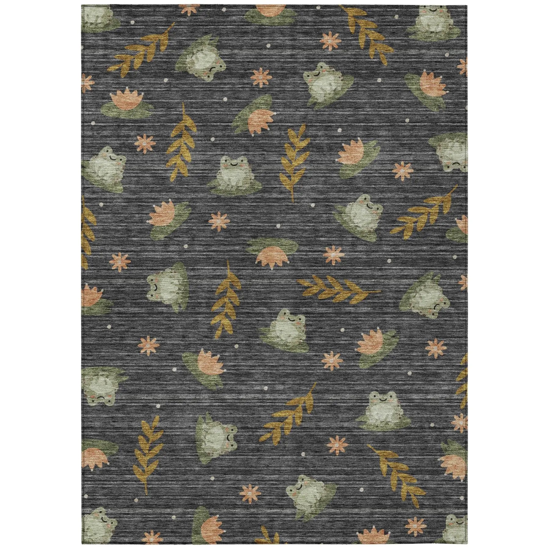 10' X 14' Black And Graphite Botanical Leaves Washable Indoor Outdoor Area Rug Homeroots Outdoor
