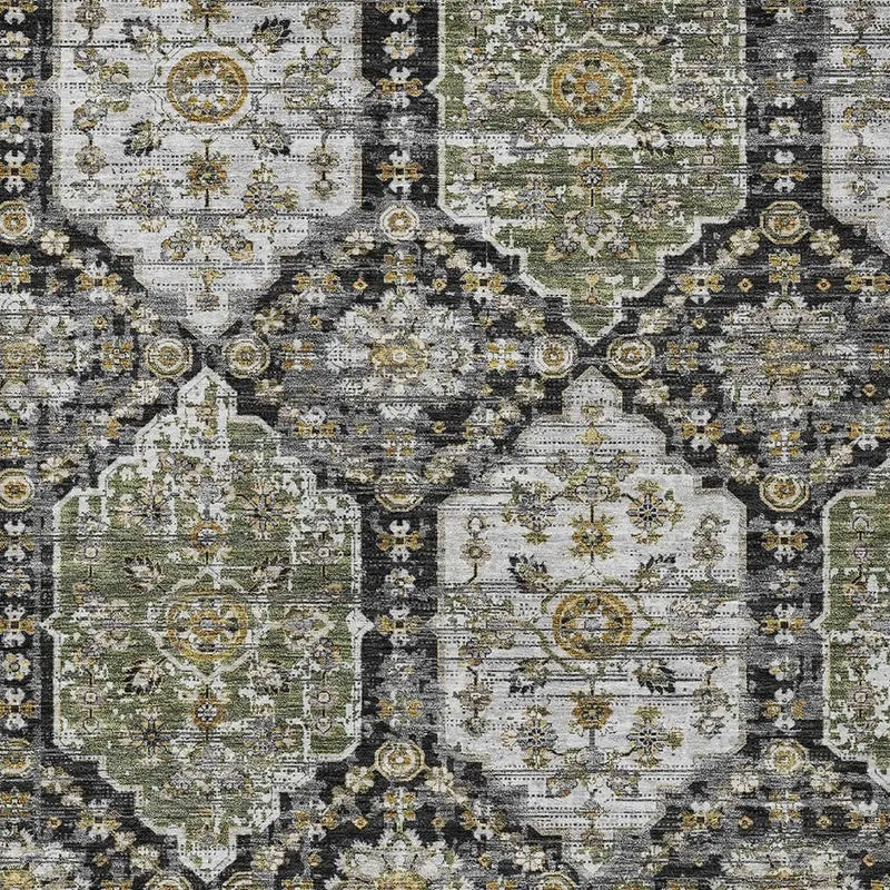 10' X 14' Black And Graphite Damask Washable Indoor Outdoor Area Rug Homeroots Outdoor