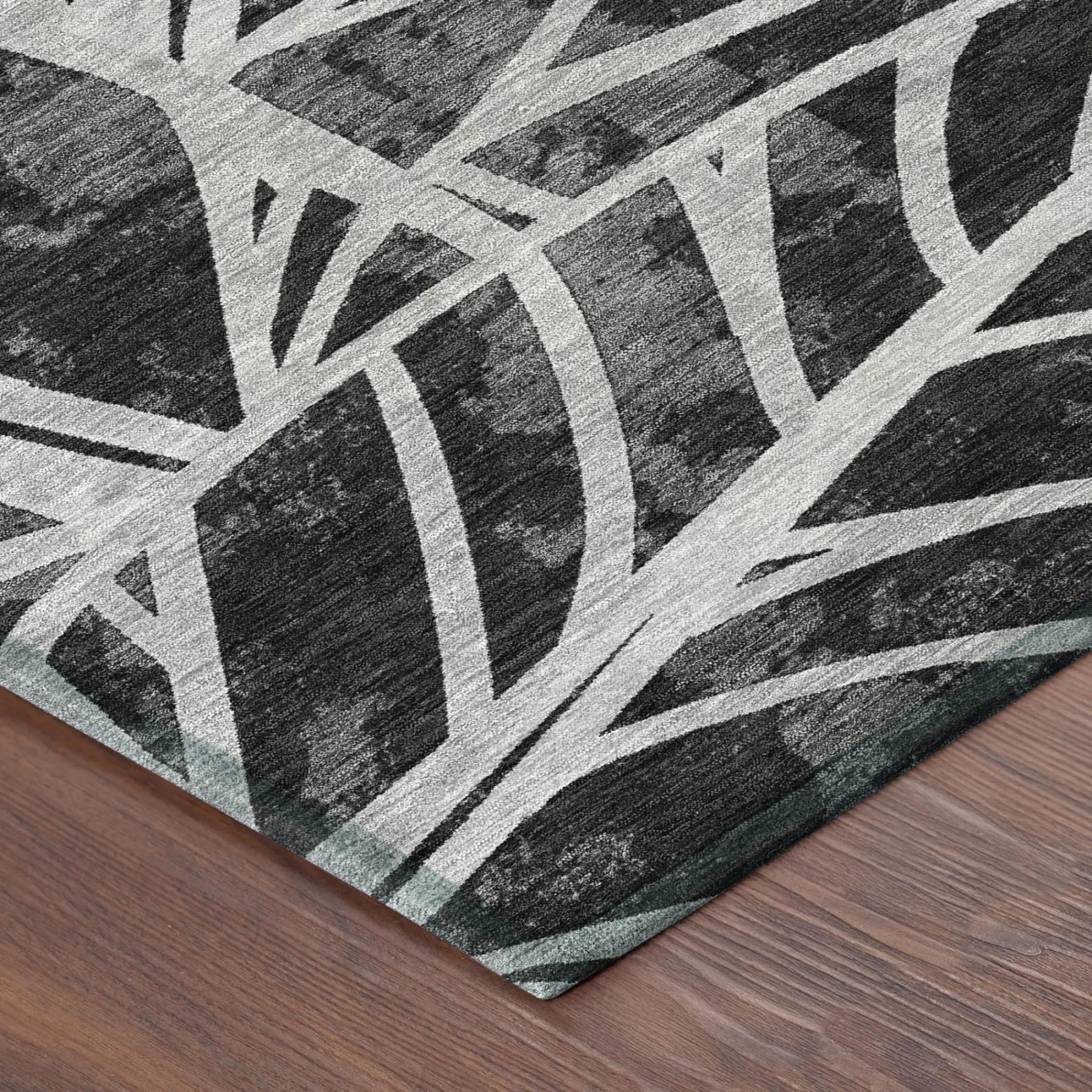 10' X 14' Black And Graphite Floral Washable Indoor Outdoor Area Rug Homeroots Outdoor