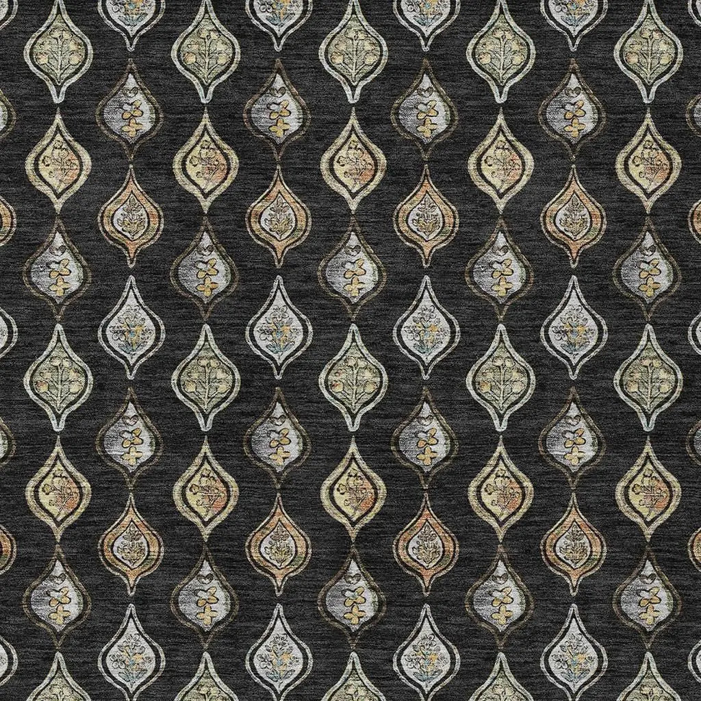 10' X 14' Black And Graphite Floral Washable Indoor Outdoor Area Rug Homeroots Outdoor