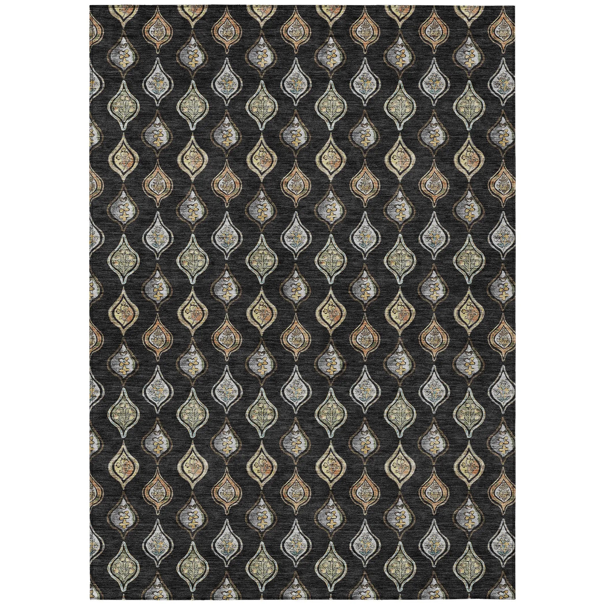 10' X 14' Black And Graphite Floral Washable Indoor Outdoor Area Rug Homeroots Outdoor