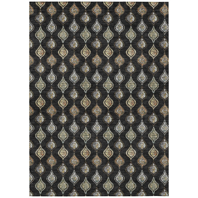 10' X 14' Black And Graphite Floral Washable Indoor Outdoor Area Rug Homeroots Outdoor