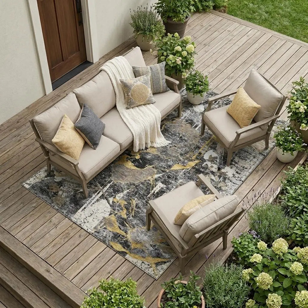 10' X 14' Black And Graphite Floral Washable Indoor Outdoor Area Rug Homeroots Outdoor