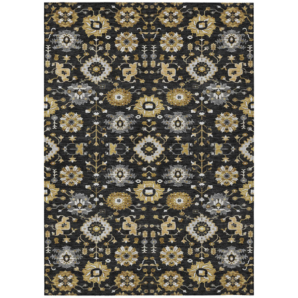 10' X 14' Black And Graphite Geometric Washable Indoor Outdoor Area Rug Homeroots Outdoor