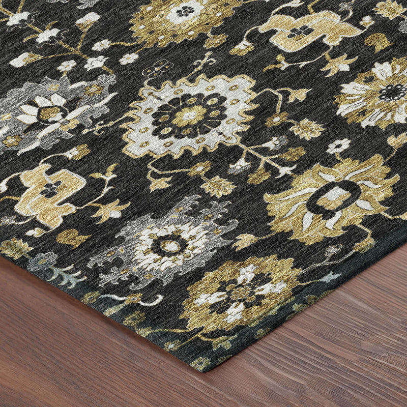 10' X 14' Black And Graphite Geometric Washable Indoor Outdoor Area Rug Homeroots Outdoor