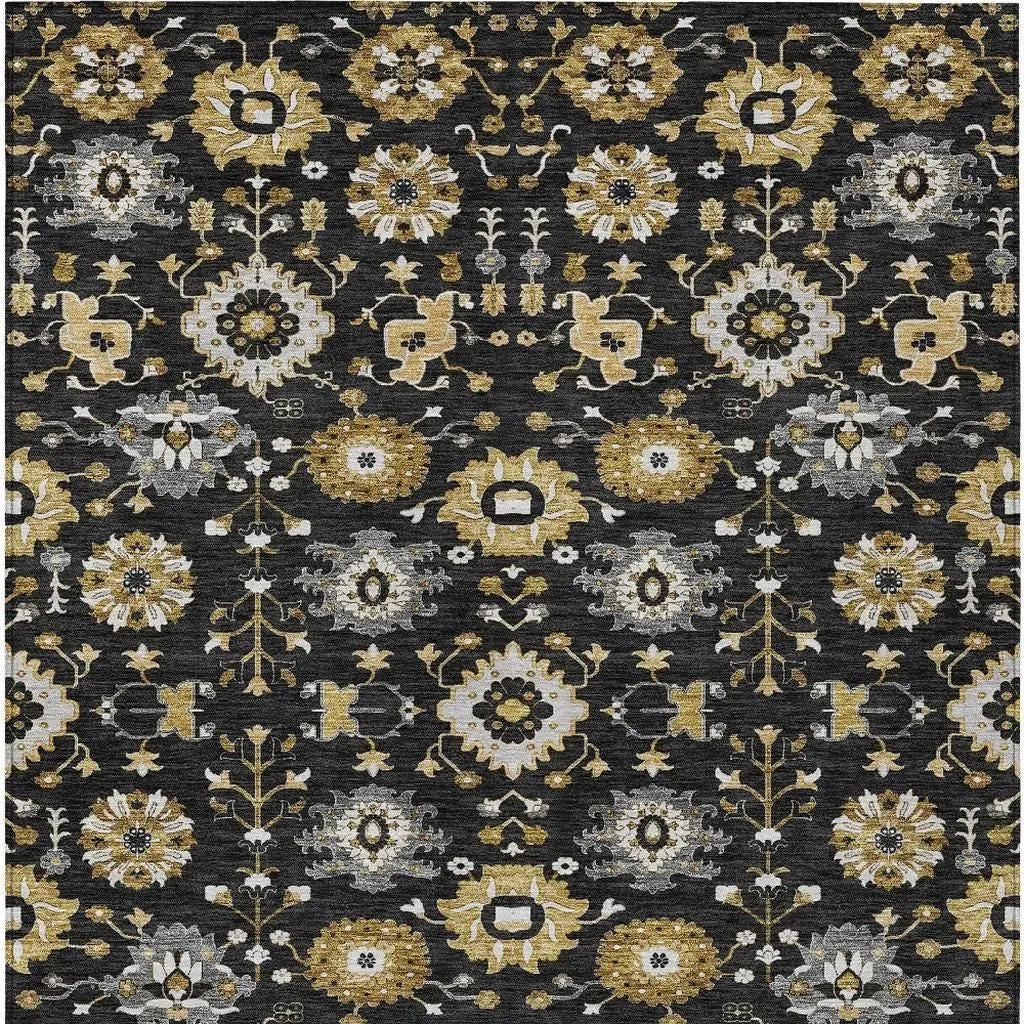 10' X 14' Black And Graphite Geometric Washable Indoor Outdoor Area Rug Homeroots Outdoor