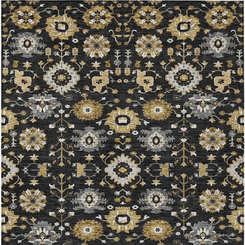 10' X 14' Black And Graphite Geometric Washable Indoor Outdoor Area Rug Homeroots Outdoor