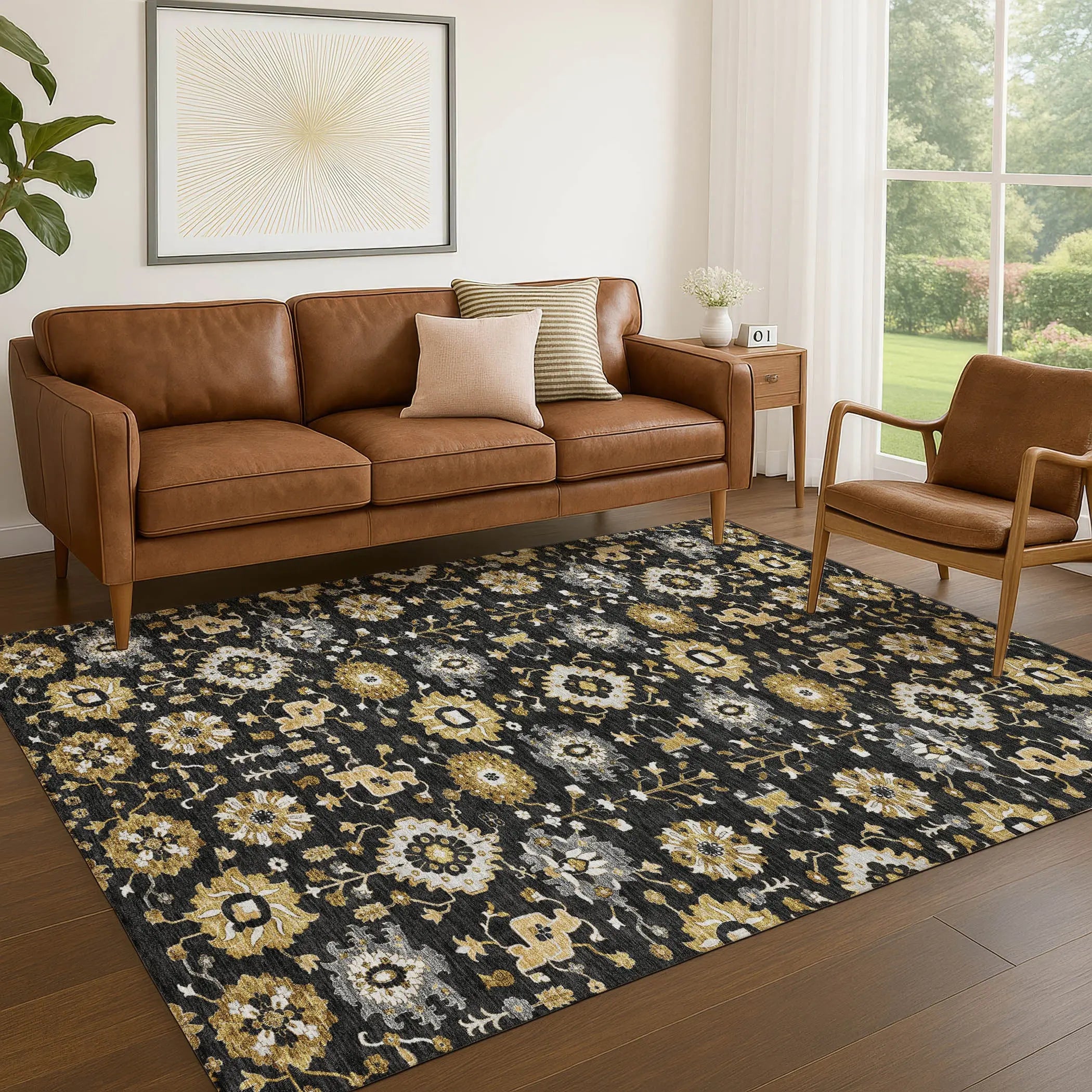 10' X 14' Black And Graphite Geometric Washable Indoor Outdoor Area Rug Homeroots Outdoor