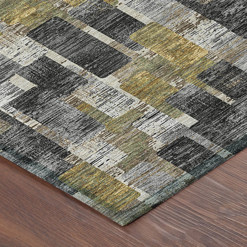 10' X 14' Black And Graphite Geometric Washable Indoor Outdoor Area Rug Homeroots Outdoor