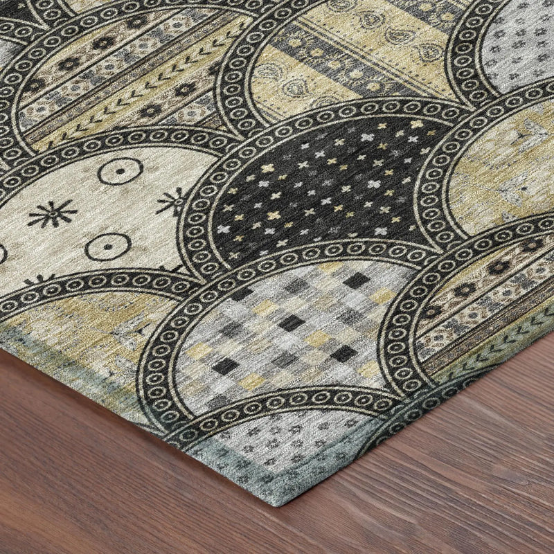 10' X 14' Black And Graphite Geometric Washable Indoor Outdoor Area Rug Homeroots Outdoor