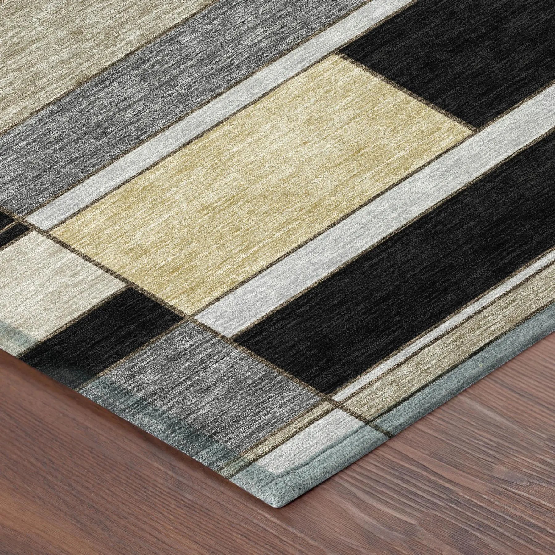10' X 14' Black And Graphite Geometric Washable Indoor Outdoor Area Rug Homeroots Outdoor