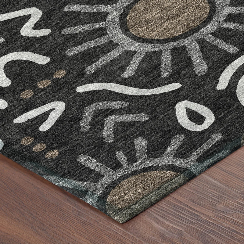 10' X 14' Black And Graphite Geometric Washable Indoor Outdoor Area Rug Homeroots Outdoor