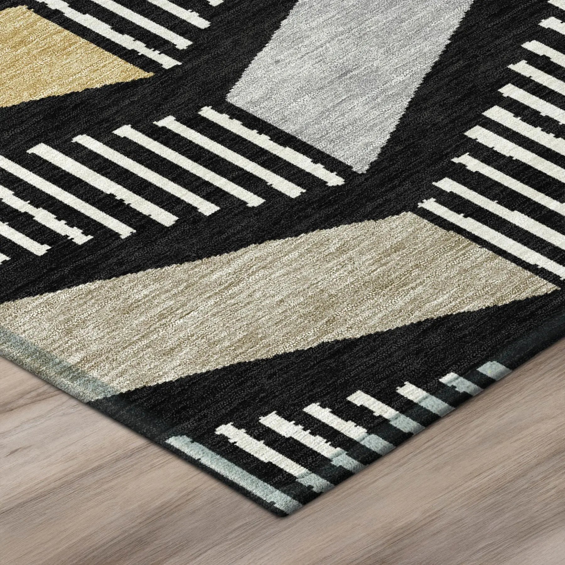 10' X 14' Black And Graphite Geometric Washable Indoor Outdoor Area Rug Homeroots Outdoor