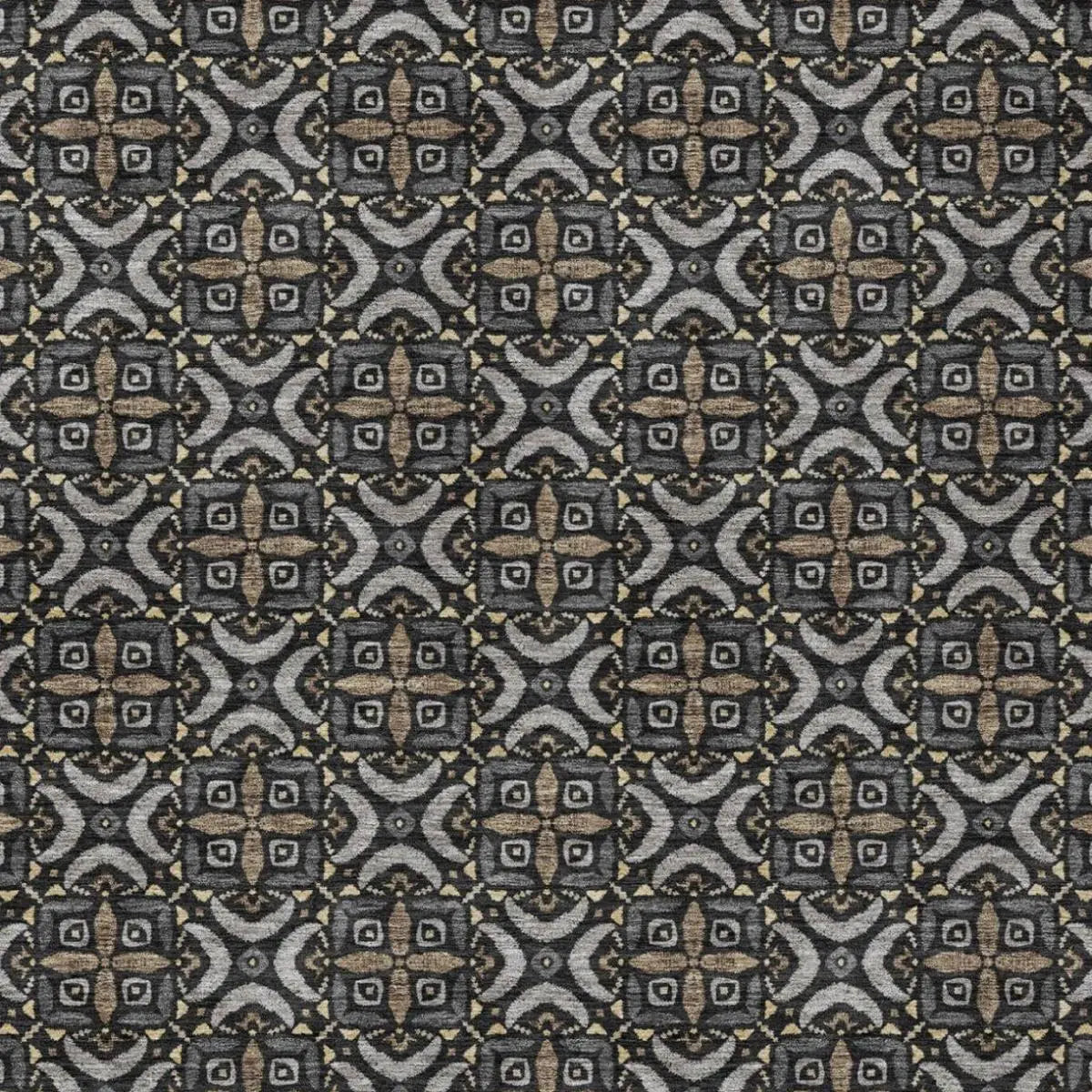 10' X 14' Black And Graphite Geometric Washable Indoor Outdoor Area Rug Homeroots Outdoor