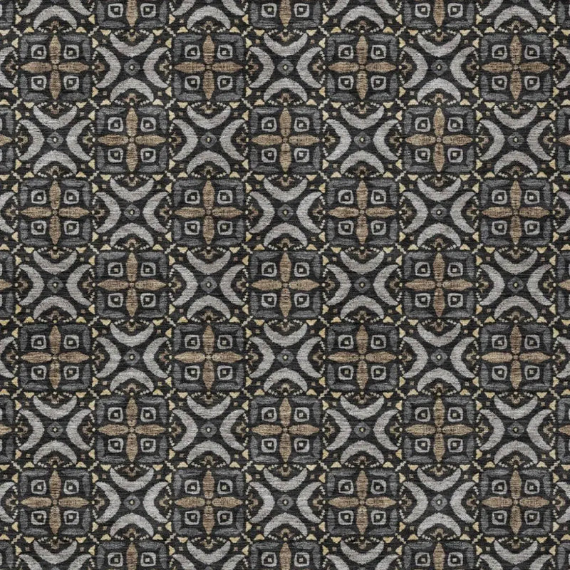 10' X 14' Black And Graphite Geometric Washable Indoor Outdoor Area Rug Homeroots Outdoor