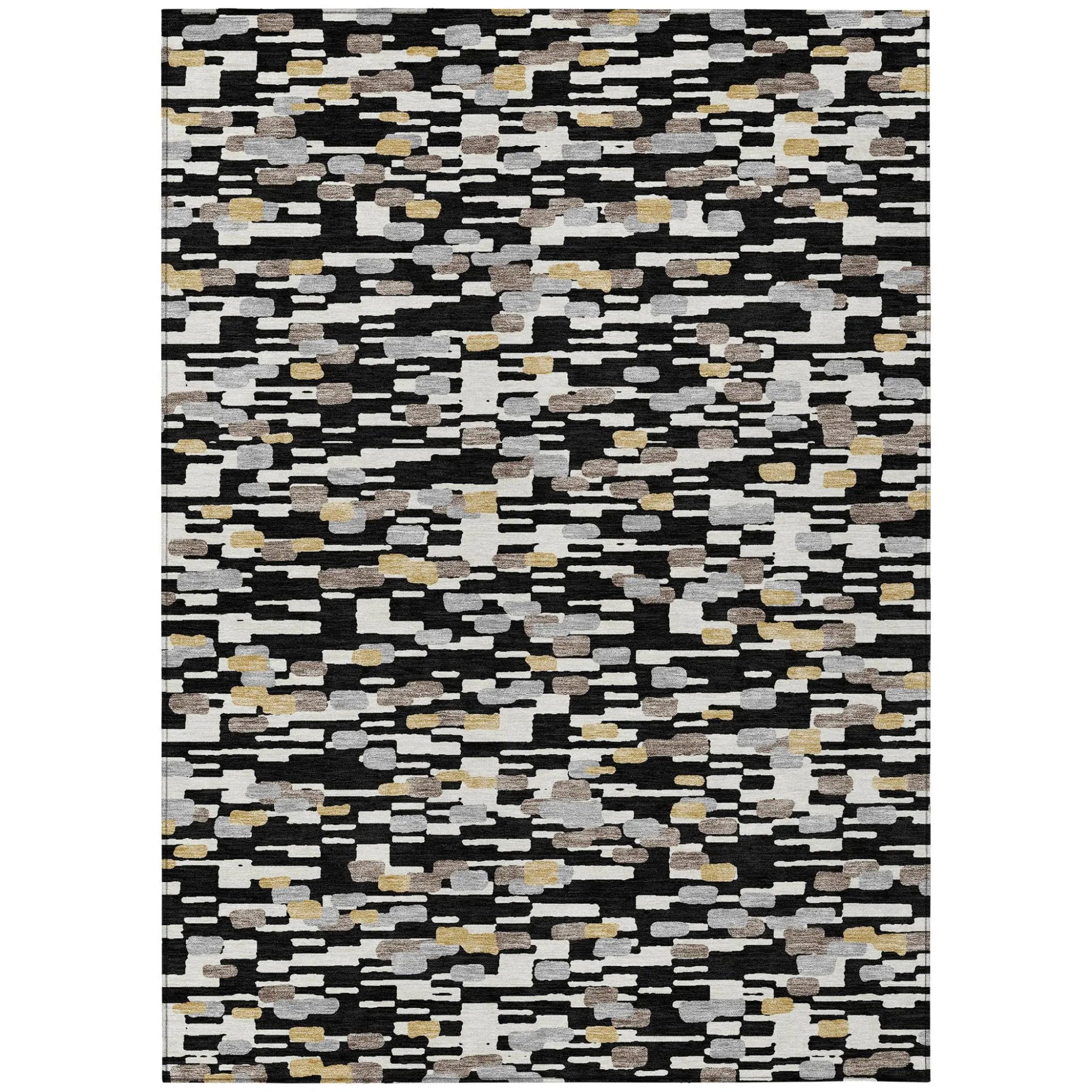 10' X 14' Black And Graphite Geometric Washable Indoor Outdoor Area Rug Homeroots Outdoor