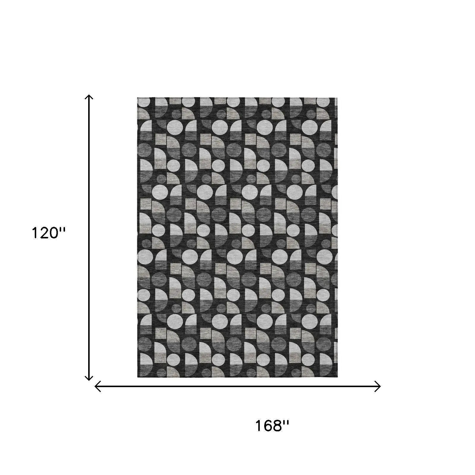 10' X 14' Black And Graphite Geometric Washable Indoor Outdoor Area Rug Homeroots Outdoor