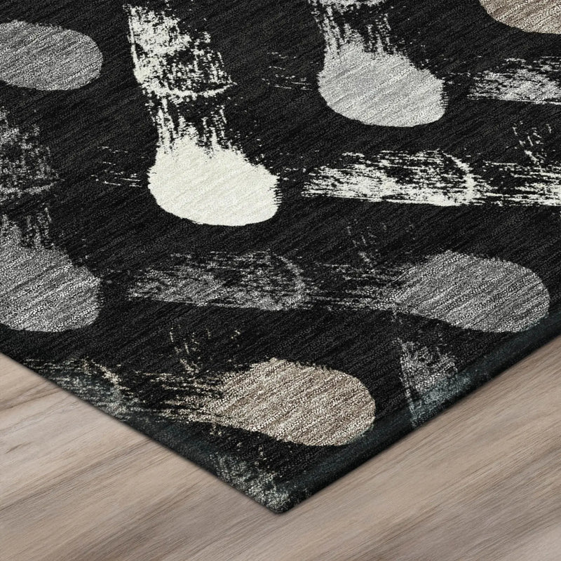 10' X 14' Black And Graphite Geometric Washable Indoor Outdoor Area Rug Homeroots Outdoor