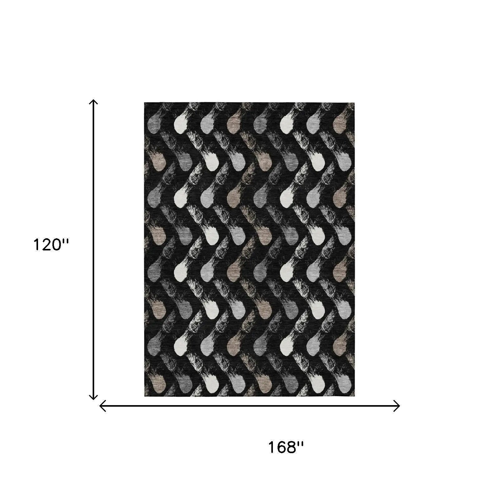 10' X 14' Black And Graphite Geometric Washable Indoor Outdoor Area Rug Homeroots Outdoor