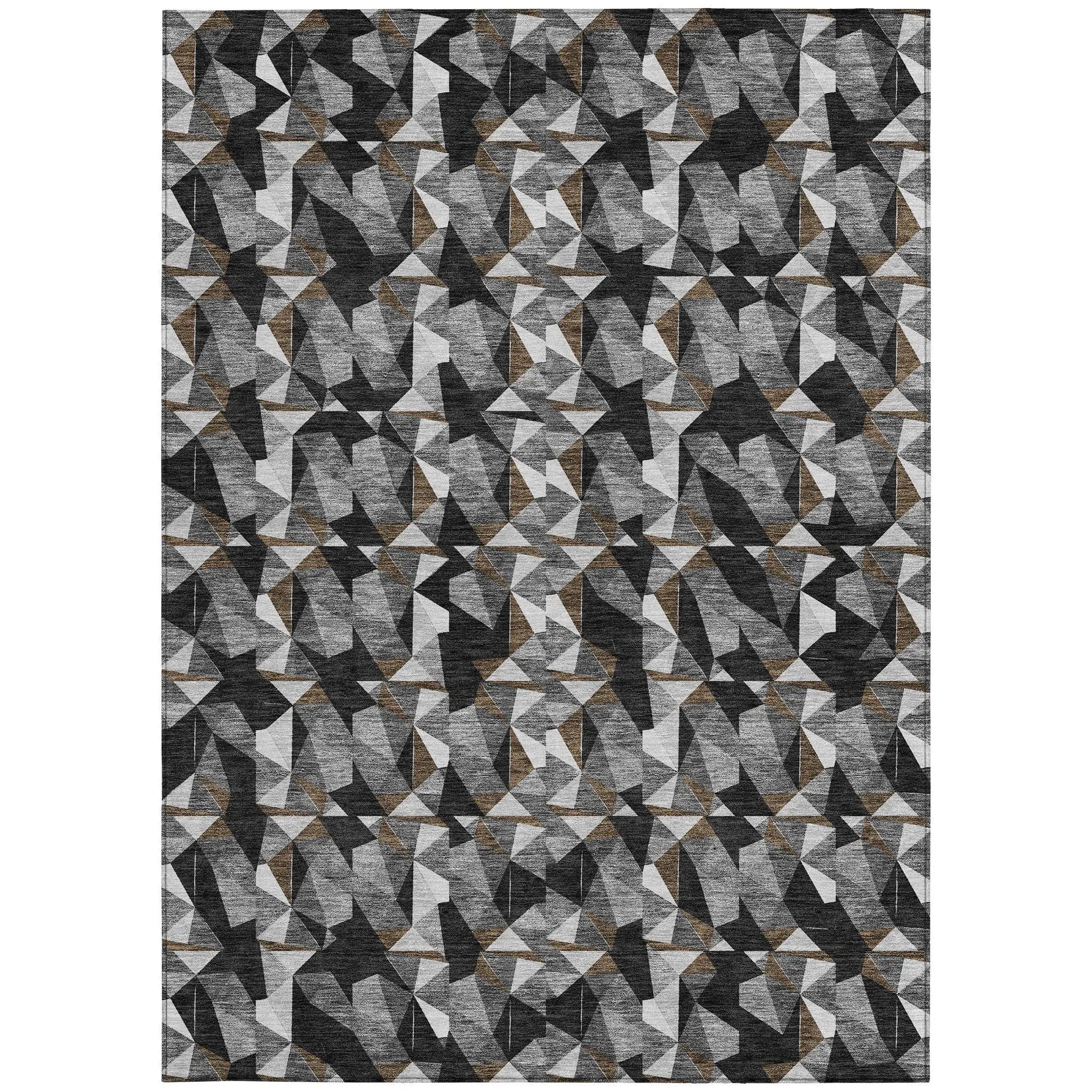 10' X 14' Black And Graphite Geometric Washable Indoor Outdoor Area Rug Homeroots Outdoor