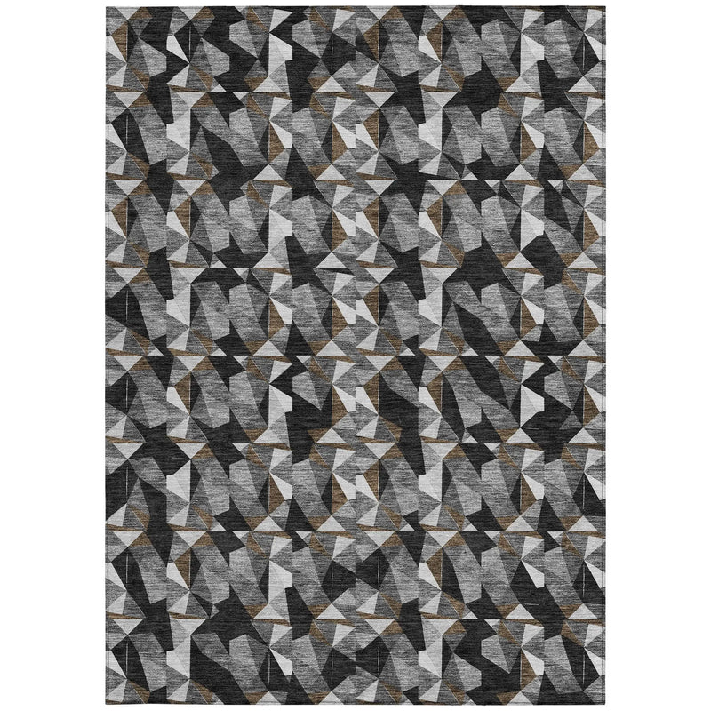 10' X 14' Black And Graphite Geometric Washable Indoor Outdoor Area Rug Homeroots Outdoor