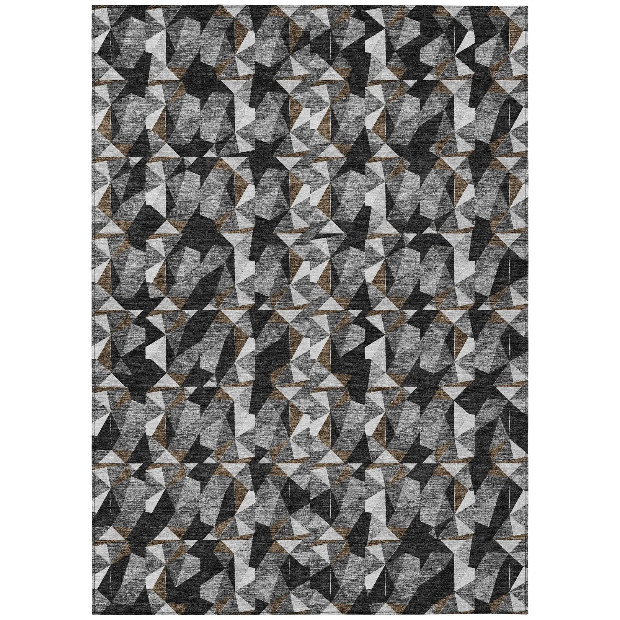 10' X 14' Black And Graphite Geometric Washable Indoor Outdoor Area Rug Homeroots Outdoor