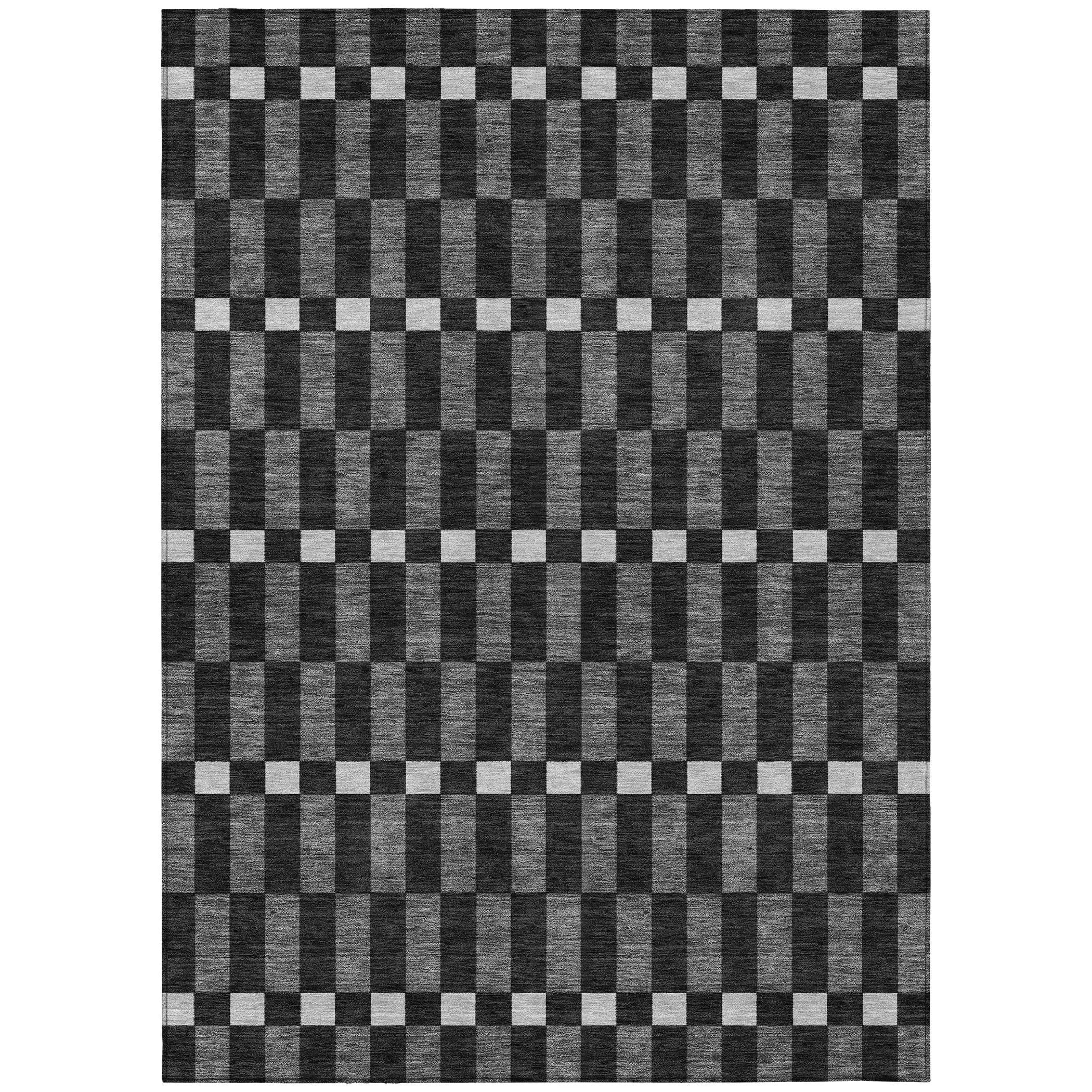 10' X 14' Black And Graphite Geometric Washable Indoor Outdoor Area Rug Homeroots Outdoor